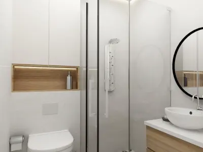 toilet modern bathroom with tiled floor 3D model