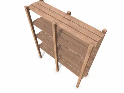  Old Wooden storage Shelf Low-poly PBR 