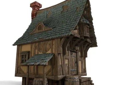 Timbered House Medieval 3D model