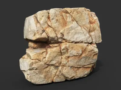 Yellow Horizontal Rock Modular 221123 - Ultra HD 16K Texture Low-poly 3D model