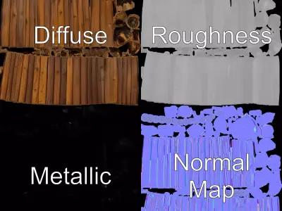 Natural Timber Fence model pack Low-poly 3D model