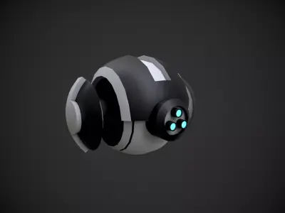 Low Poly Sci-Fi  Drone - 6 -  Textured Low-poly 3D model