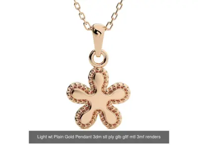 Light wt Plain Gold Pendant 3dm stl ply glb gltf mtl 3mf renders 3D Model Pack