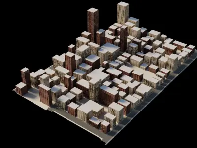 sample city modular package Low-poly 3D model
