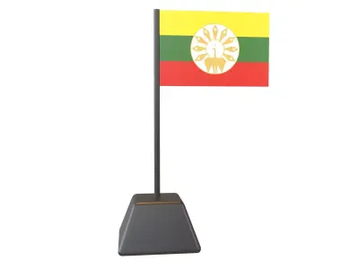 Flag of the State of Burma Stylized version v1 001 Low-poly 3D model