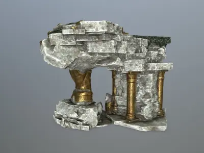 temple statue Low-poly 3D model