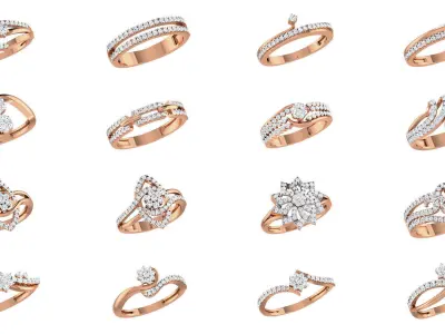 271 Minimilistic Light Wt Women Diamond Ring 3dm render details  3D Model Pack