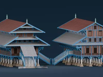 Traditional Houses - Rumah Banua Tada Low-poly 3D model