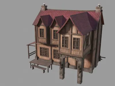 Medieval inn Low-poly 3D model purchase