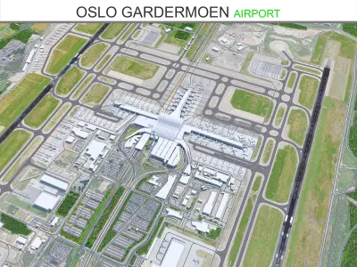 Oslo Gardermoen Airport 15km Low-poly 3D model