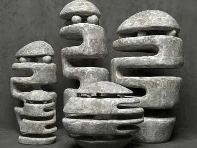 Stone street lamp decor 3D model