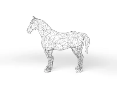 Horse Wireframe Low-poly 3D model