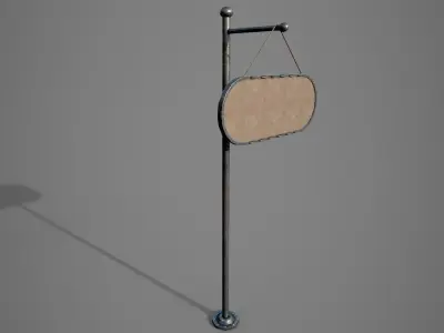 Signboard metal pole with sign Low-poly 3D model