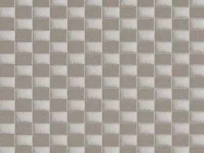 Beige Checkerboard Padded Canvas Fabric PBR Seamless Texture