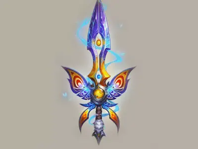 Stylish hand drawn dagger Low-poly 3D model