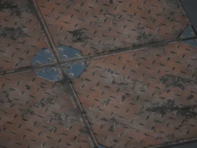 Sci-fi Floor Metal Plates 1 PBR Game Ready Low-poly 3D model