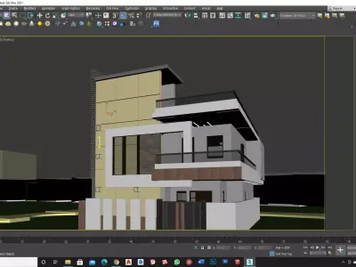 Modern two storey villa 3D model Exterior Elevation 3D model