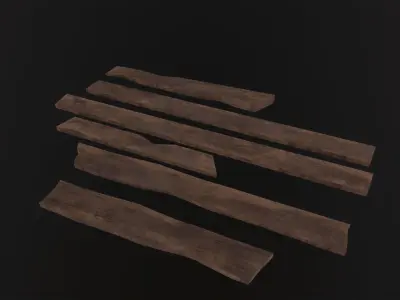 Wooden planks 3D Model Low-poly 3D model