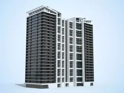 Apartment Building Day and Night Low-poly 3D model
