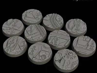 Complete Necro Tech Base set for Wargaming - solid and magnet 3D print model