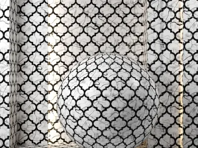 4K Marble texture Ornamental Tile Set - 4 Colors - PBR Seamless Texture