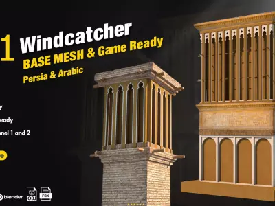 Windcatcher BASE MESH Low-poly 3D model