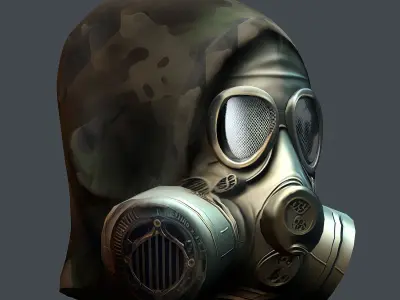 Gas mask helmet 3d model military combat Low-poly 3D model