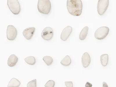 White marble pebbles 23 - 67mm 3D model