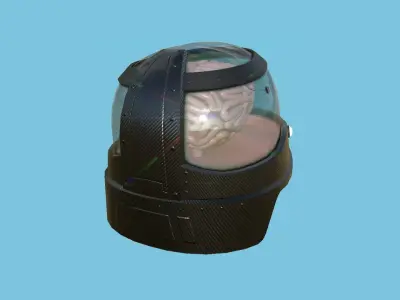 SciFi Brain Helmet 05 Carbon Fiber - Character Design Fashion Low-poly 3D model