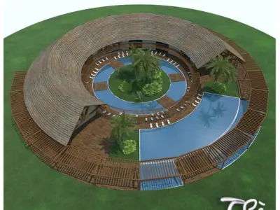 HOTEL RECEPTION TROPICAL RESORT 3D model