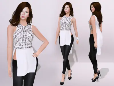 Open Side Tunic Low-poly 3D model