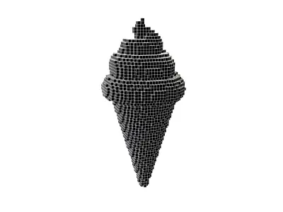 Voxel Ice Cream Cone v1 001 Low-poly 3D model