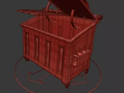 Dumpster metal trash can on wheels 3D model