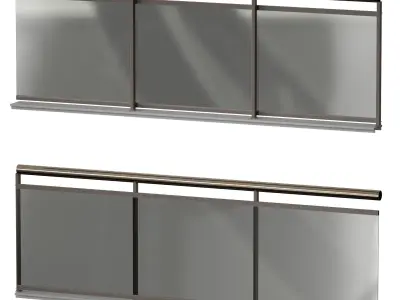 Glass railing with handrails for the balcony 3D model
