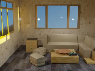 simple Interior room Free low-poly 3D model