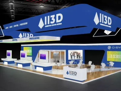 Exhibition Stand Stall Four Side Open 19X10 3D model