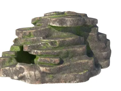 moss rock steps  Low-poly 3D model
