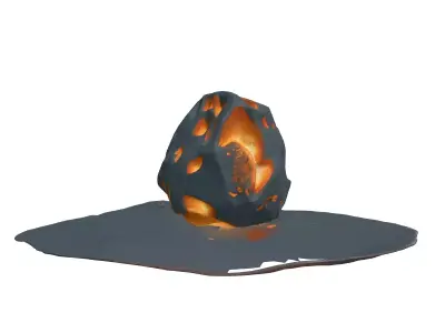 Glowing Lava Meteorite Rock Low-poly 3D model
