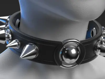 Cyberpunk Accessories Spike Choker Necklace 3D model