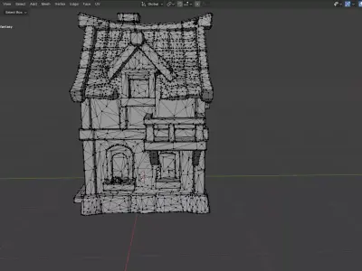 Fantasy Cottage House Game Ready 3D Model - No Textures Low-poly 3D model