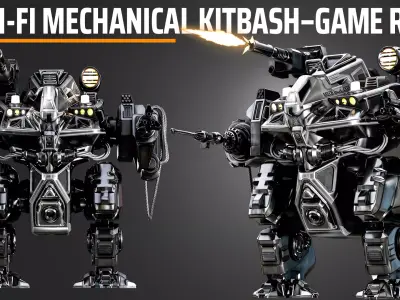  SCI-FI MECHANICAL KITBASH GAME READY MECH ASSET Low-poly 3D model