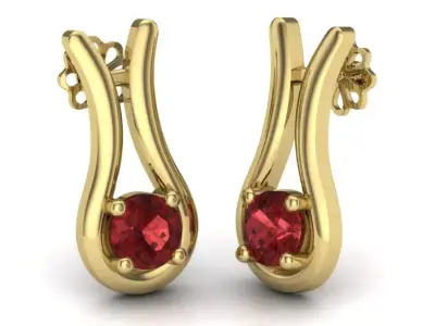 Yellow gold diamond earring-PER-037 DIA 3D print model