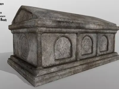 tomb 5 stone casket Low-poly 3D model