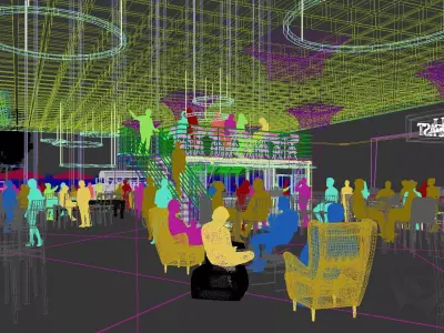 Modern Office Tower with Public Park and Lively Ground Floor 3D model