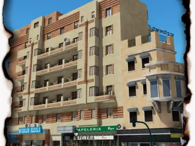 Building apartment in city Low-poly 3D model