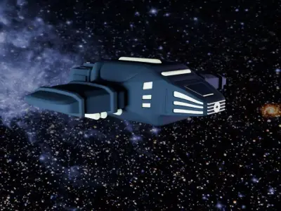 Starship G1 Sci-Fi Spaceship with Interior Command Room Low-poly 3D model