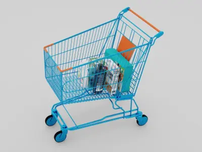 shopping cart 3D model Textured