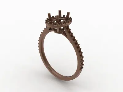 Oval Diamond Halo Engagement Ring 3D print model