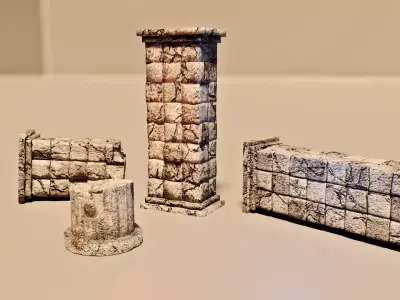 Ancient Pillars Low-poly 3D model
