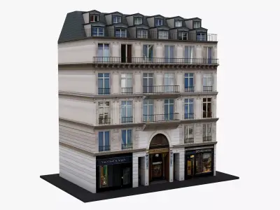 Typical Parisian Apartment Building 10 Low-poly 3D model